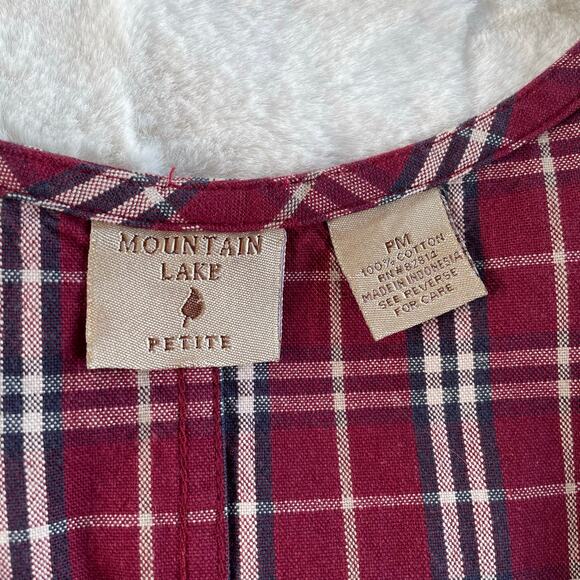 🔥VTG Mountain Lake Plaided Red Jumper Dress School Preppy Cottage Grunge Sz MP - Picture 7 of 9